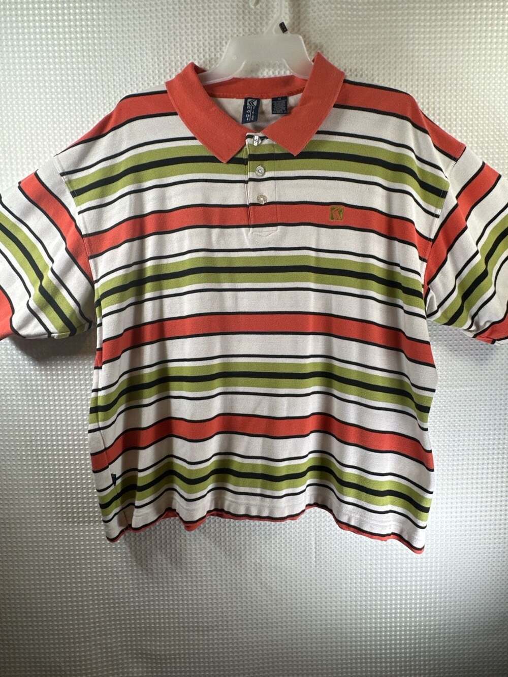 Vintage Kani Striped Multicolor Short Sleeve Polo Shirt 3X